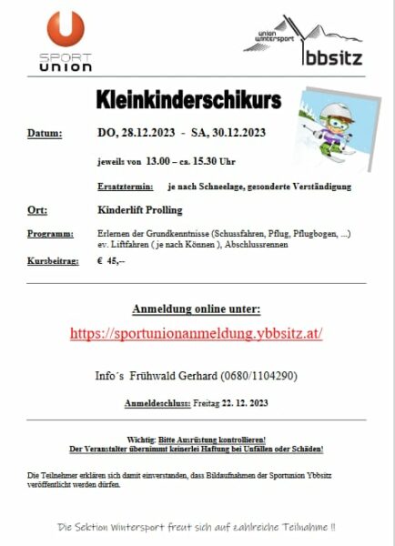 Ausschreibung Kleinkinderskikurs 2023